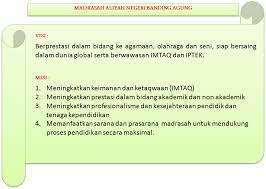 Patokan inilah yang digunakan sebagai landasan untuk melakukan berbagai aktivitas di dalamnya. Visi Misi