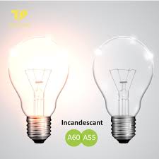 China A55 Incandescent Bulb 110v 230v 20w 40w 60w 100w China Incandescent Bulb Clear Bulb