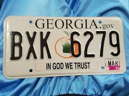 Car Tag Georgia Custom In God We Trust License Plate Ga Peach State Bxk 6279 Gov In God We Trust Car Tag License Plate Decor