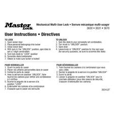 How to open combination lock combination locks are amongst the easiest options, through which you can keep your belongings safe and secured in a learning how to open a combination lock can be tricky for anyone. Master Lock 3634lef English French Padlock Instruction Stickers