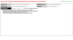 Cut costs by 32% in 6 months, dropped stockroom waste by 65%, and reduced wasted foot traffic by 88% across all nursing staff and departments. Post Office Supervisor Resume Sample