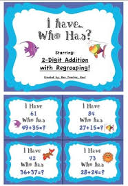 2 Digit Addition With Regrouping I Have Who Has Game Basic Math Skills Math Addition Math Activities