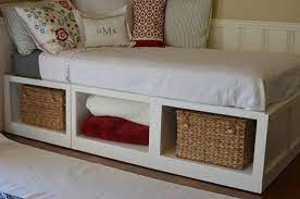 Platform beds with storage are designed in such a way that they blend very well in bedrooms and other living spaces in the modern and contemporary styled. So Cute And A Good Use Of Space Diy Twin Bed Frame Diy Twin Bed Bed Frame With Storage
