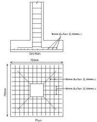 The depth and width of the foundation should be according to structural design. Column Footing Plan And Section Foundation Design Foundation Plan Column Design Civil Engineering Construction