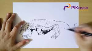 Draw a few lines inside the head for the wrinkles. How To Draw Komodo Dragon Step By Step Youtube