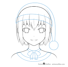 Gymnastic ribbon and figure skater. How To Draw Anime Christmas Santa Hat Girl Animeoutline