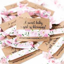 A Sweet Baby Girl Is Blooming Peony Floral Hair Tie Favors Etsy Baby Shower Favors Girl Custom Hair Ties Custom Baby Shower