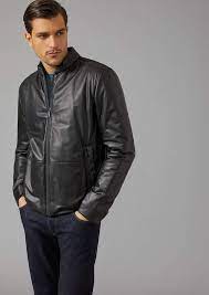 Giorgio Armani Jacket In Padded Nappa Leather Armani Jacket Leather Jackets