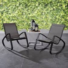 Traveler Rocking Lounge Chair Outdoor Patio Mesh Sling Set Of 2 Contemporary Modern Furniture Lexmod Outdoor Chairs Lounge Chair Outdoor Outdoor Daybed