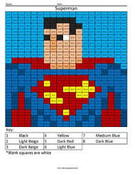 Superhero Multiplication And Division Coloring Squared Math Pictures Coding For Kids Color Graphing