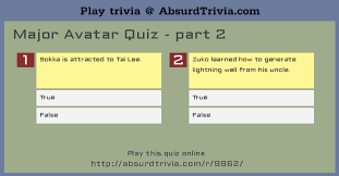 While the channel is synonymous with a comprehensive list of all the 'avatar: Major Avatar Quiz Part 2
