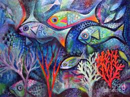 Plenty Of Fish In The Sea Art Print By Karin Zeller In 2021 Fish Painting Sea Art Art