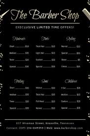 Black Barber Shop Menu List Barber Shop Price List Template Black Barber Shops