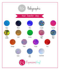 Holographic Heat Transfer Vinyl Color Chart Cricut Vinyl