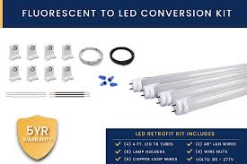 Direct fit the lights to the ballast, essentially just replacing the tube. Orilis 4 Light Fluorescent To Led Retrofit Conversion Kit Includes 8 Lamp Holders 4 4 Ft Orilis 24w 6500k Led T8 Tubes 2 3 Port Connectors 4 Wire Nuts And Solid Copper Wires Amazon Com