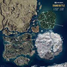 Map Concept With Erangel Miramar Sanhok Vikendi Amp Camp Jackal In One Giant 225m2 Map Welcome To The Grand Battle Papan Warna Wallpaper Ponsel Animasi