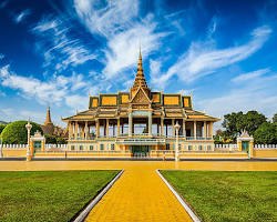 The ornate, golden roofs of the Royal Palace in Phnom Penh