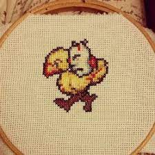 24w x 24h design area: Final Fantasy Mog And Chocobo Cross Stitch Pattern Kupo Etsy Cross Stitch Patterns Stitch Patterns Geek Cross Stitch