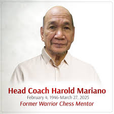 Former UE Chess Team Head Coach Passes Away* The University of the East  extends its condolences to the family of the late coach Harold Ortiz  Mariano, the longtime Head Coach of what