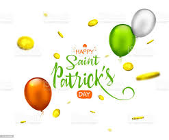 愛爾蘭假日愉快的聖派翠克的天背景五顏六色的五彩紙屑氣球和飛行硬幣的刻字向量圖形及更多一美仙圖片- iStock
