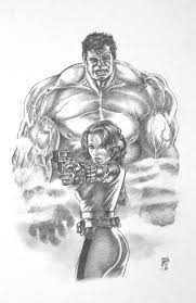 Black And White Line Drawing Hulk Tattoo Black Widow And The Hulk Comic Art Black Widow And Hulk Hulk Marvel