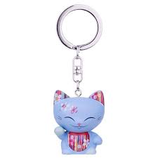 Porte Clefs Bleu Et Rose Chat Porte Bonheur Mani Porte Clef Porte Bonheur Et Clefs