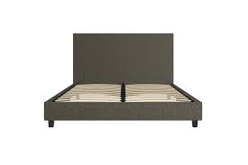 Upholstered headbord with a solid wood frame. Mainstays Upholstered Platform Bed Full Size Frame Grey Linen Walmart Com Walmart Com