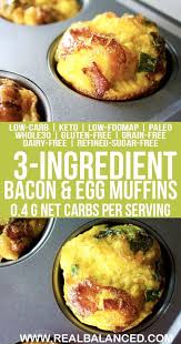 3 Ingredient Bacon And Egg Breakfast Muffins Recipe Egg Recipes For Breakfast Fodmap Recipes Breakfast Recipes