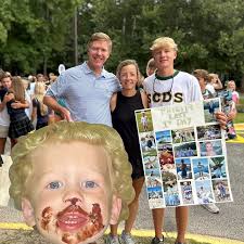 David Slatinsky and Florence (Minis) Slatinsky '94 join their son, Philip  Slatinsky '25, to celebrate Philip's last first day at Country Day!  Florence, we are lucky to have Philip carry