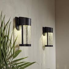 Hampton Bay 2 Light Black Solar Led Outdoor Wall Lantern With Glass Hd41250 The Home Depot In 2020 Outdoor Wall Lantern Outdoor Solar Wall Lights Solar Wall Lights