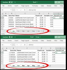 how to group worksheets in the excel