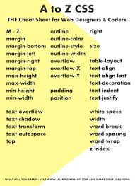 A To Z Css Cheat Sheet Css Cheat Sheet Cheat Sheets Html Cheat Sheet