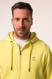 JP1880 hoodie-jack, sweatstof, capuchon, kangoeroezak, tot 8XL, citroengeel 