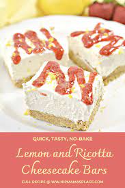 No Bake Lemon And Ricotta Cheesecake Bars Recipe Cheesecake Bar Recipes Dessert Recipes Easy Baking