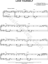 Justin Bieber Love Yourself Sheet Music Piano Solo In E Major Download Print Piano Chords Sheet Music Piano