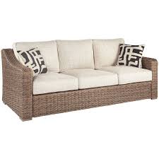 Ashley Furniture Beachcroft Patio Sofa In Beige Walmart Com In 2020 Outdoor Sofa Patio Sofa Sofa