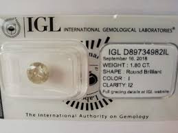 Igl 1 80ct I I2 Natural Diamond Round Brilliant 3 X Vg No Reserve Price Catawiki