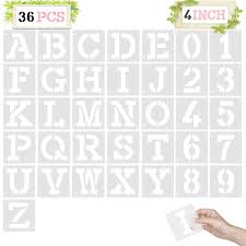 Printable letters and numbers can be used for a variety of diy craft projects for both the home and . Buy 4 Inch Letter Stencils 36 Pcs Reusable Plastic Art Craft Alphabet Templates With Connection Design Letter And Number Stencils For Painting On Wood Glass Canvas Fabric Wall Rock Chalkboard Online In