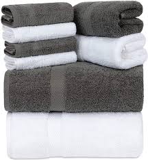 White trendy towel set bathroom towel set bathroom decor simple print gray white motif striped towel set stripes blue white towel set blue gray white towel set other info product id: Amazon Com White Classic Luxury Bath Towel Set Combed Cotton Hotel Quality Absorbent 8 Piece Towels 2 Bath Towels 2 Hand Towels 4 Washcloths Worth 72 95 8 Pack 4grey 4white 8pc Home Kitchen