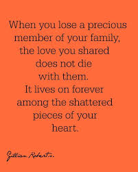 When You Lose A Precious Member Of Your Family The Love You Shared Does Not Die With Them It Lives On Forever Among The Shattered P Grief Grief Quotes Quotes