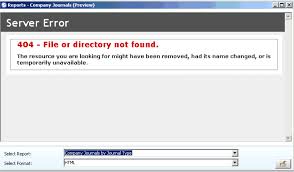 404 Page not found" error when trying to use standard reports