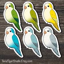 Quaker Parrot Sticker Pack Opaline Blue Green Yellow Grey Etsy In 2021 Monk Parakeet Bird Lovers Parakeet