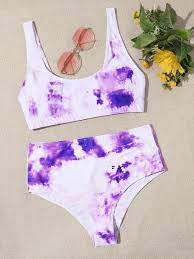 Multi Color Tie Dye High Waist Bikini Set In 2021 High Waisted Bikini Print High Waist Bikini Set Tie Dye Bikini