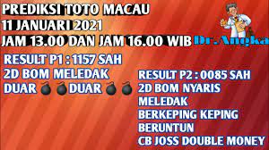 Prediksi Toto Macau Hari Ini 11 Januari 2021 Ttm Jam 13 00 Dan Jam 16 00 Wib Youtube