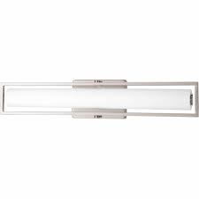 Progress Lighting Frame Collection 24 In 35 Watt Brushed Nickel Integrated Led Bathroom Vanity Light With Glass Shades P7941 0930k9 The Home Depot