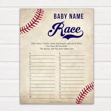 Baby Name Race Game Printable Baby Shower Games Baseball Etsy Sports Baby Shower Baseball Baby Shower Baseball Baby Shower Theme