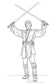 Anakin Skywalker With Two Lightsabers Coloring Page Star Wars Coloring Book Star Wars Drawings Star Wars Coloring Sheet