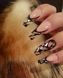 Coffin Black And Clear Acrylic Nails Installation Of Acrylic Or Gel Nails Transparent Nails Coffin Nails Designs Gorgeous Nails