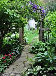 Private Garden Mississauga Ontario Flagstone Is A Classic Choice Love How It Leads Through The Heav Backyard Walkway Walkway Landscaping Pathway Landscaping