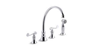 Spout swivels for added maneuverability. K 16109 4 Revival Kitchen Sink Faucet With Scroll Handles Kohler